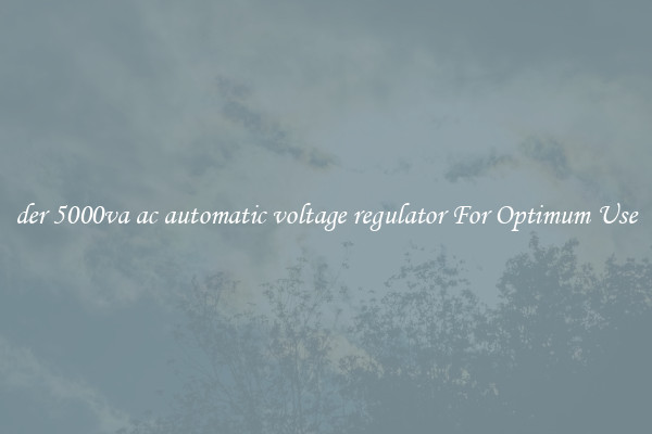 der 5000va ac automatic voltage regulator For Optimum Use