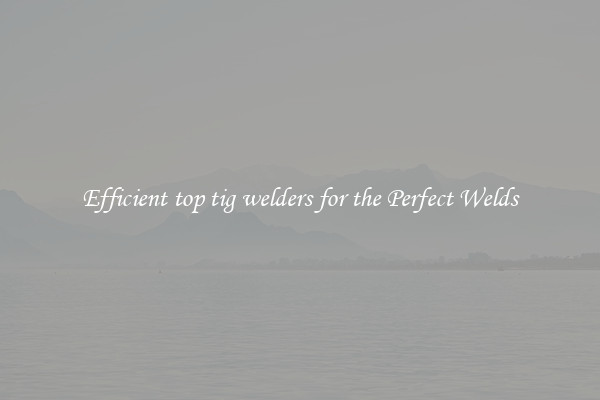 Efficient top tig welders for the Perfect Welds
